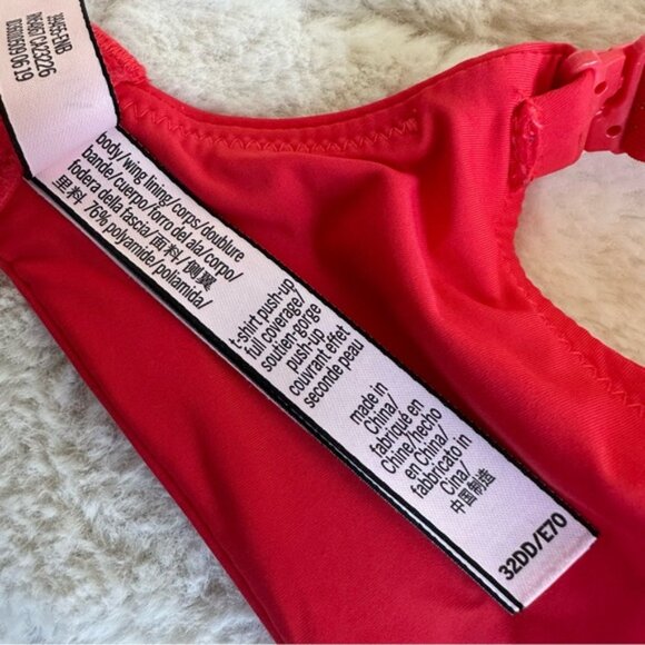Victoria's Secret | Red & Gold T-Shirt Push-Up Full Coverage Bra | Size 32DD - Picture 12 of 13